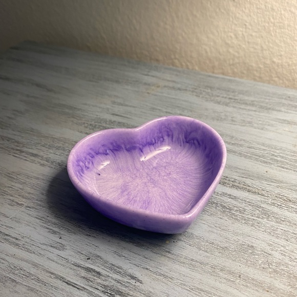Purple and White Heart Tray - Handmade Jewelry Dish - Picture 3 of 9